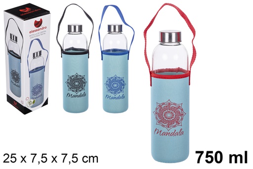 [108736] Bottiglia in vetro con coperchio in neoprene 750 ml