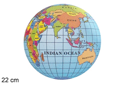 [111555] Pallina di plastica decorata con mappa del mondo 22 cm