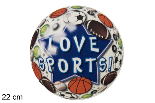 [111557] Pallone di plastica decorato Love Sports da 22 cm