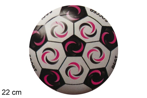 [111558] Plastic ball decorated with a fuchsia circle, 22 cm