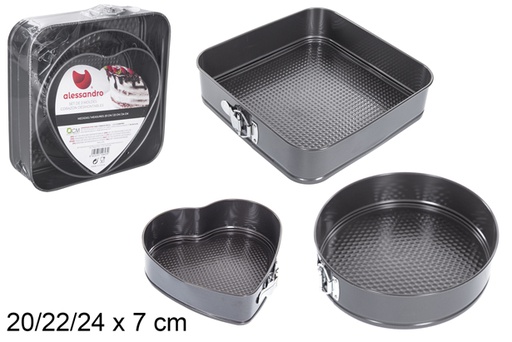 [110603] Pack 3 stampi inox a forma di cuore estraibili 20/22/24 cm