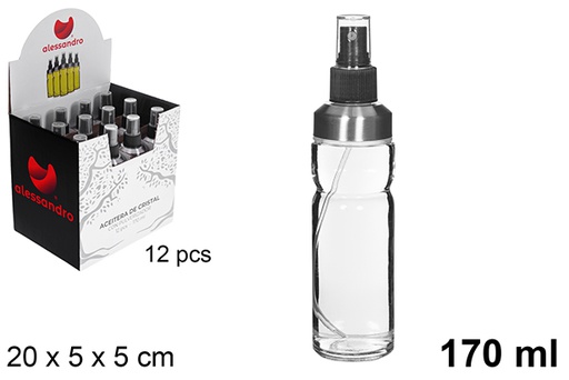 [110796] Oliera tonda in vetro Milan con tappo a spruzzo 170 ml