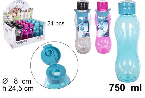 [205909] Botella plástico de agua colores surtidos 750 ml