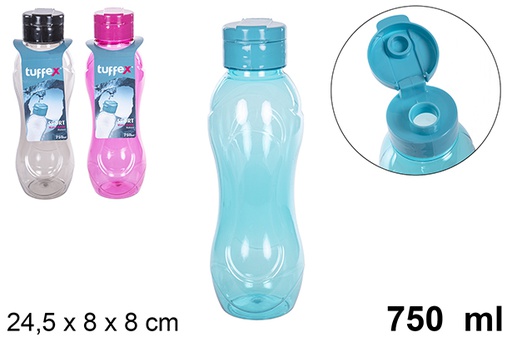 [205909] Bouteille d'eau en plastique couleurs assorties 750 ml