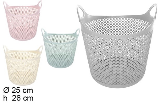 [111893] Flexible plastic basket with handles in assorted colors