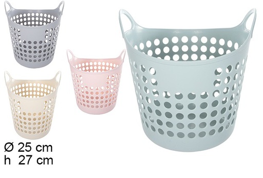 [111895] High flexible plastic basket with handles in assorted colors