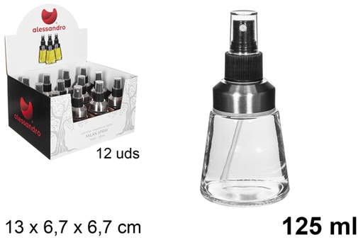 [110795] Round glass oil cruet Milan with spray stopper 125 ml