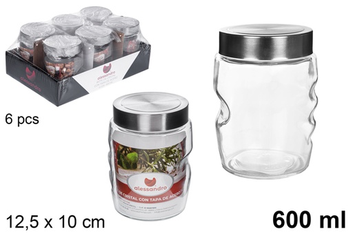 [109185] Frasco de vidro com tampa de aço 600 ml