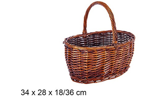 [111639] Cesta mimbre ovalada caoba 34x28x18/36 cm