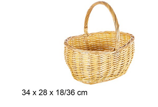 [111642]  Cesto oval em vime mel 34x28x18/36 cm