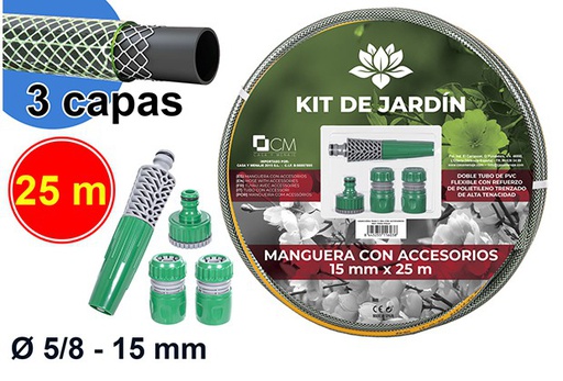 [111603] Hose with accessories 15 mm x 25 m.