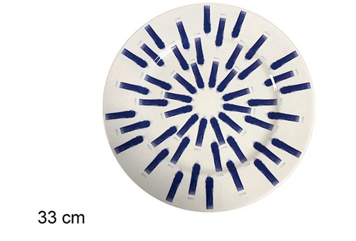 [111586] Acacia decorated blue charger plate 33cm
