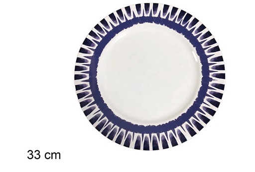 [111587] Guayancan charger plate blue decorated 33 cm 