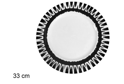 [111590] Guayacan charger plate  black decorated 33cm