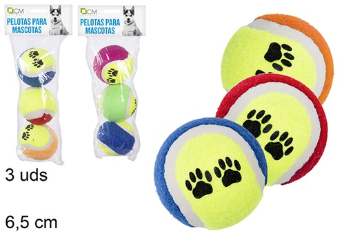 [110831] Pack 3 balles pour animaux de compagnie 6,5 cm