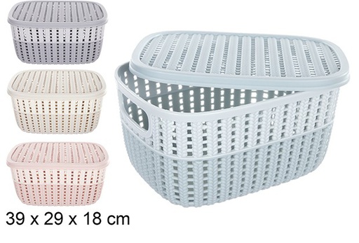 [111901] Plastic basket with two-color lid in assorted colors