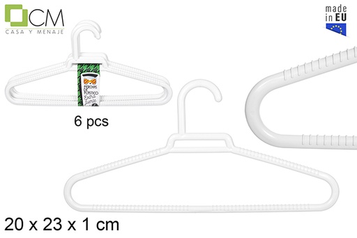 [112128] Pack 6 extra strong white plastic hangers