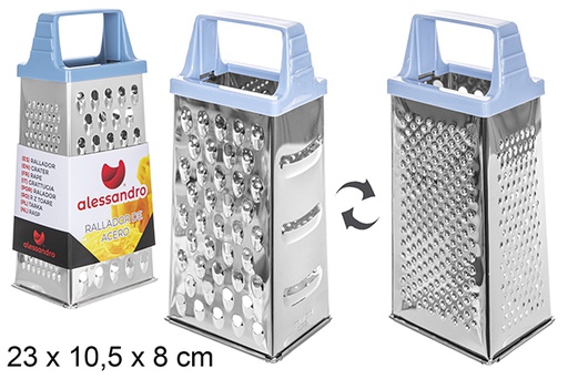 [111427] Stainless steel grater with plastic handle 4 sides 23 cm