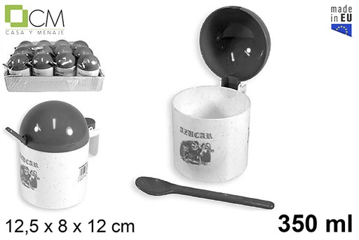 [102891] Azucarero plástico efecto mármol con cuchara 350 ml