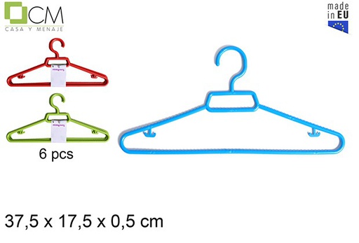 [102972] Pack 6 cabides de plástico cores diversas