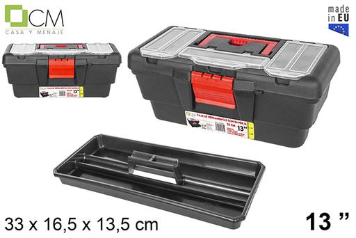 [103030] Plastic box tools with tray 33 cm 13"