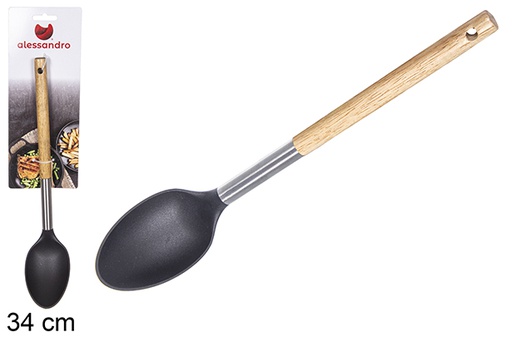 [110632] Mestolo in nylon con manico in legno 34 cm