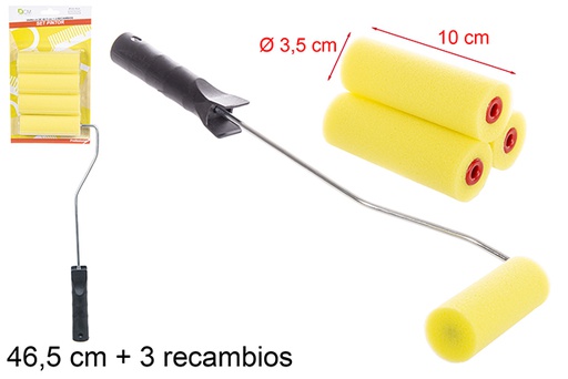 [110728] Set pintor rodillo de espuma 10 cm y 3 recambios con varilla 46,5 cm