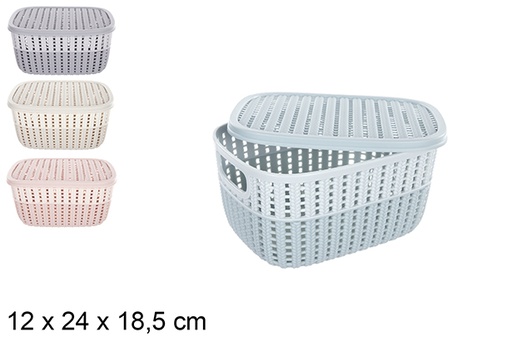 [111899] TWO-TONE PLASTIC BASKET WITH LID