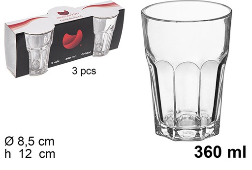[111940] Pack 3 copos de água Casablanca 360 ml