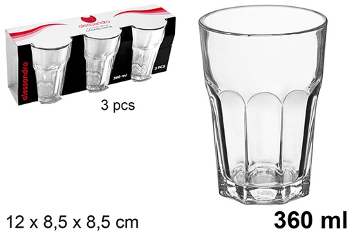 [111940] Pack 3 verre d'eau Casablanca 360 ml