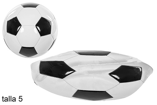 [112017] Ballon de football en cuir blanc/noir Taille 5