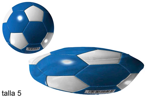[112019] Ballon de football en cuir bleu/blanc Taille 5