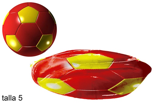 [112020] Ballon de football dégonflé rouge/jaune Taille 5