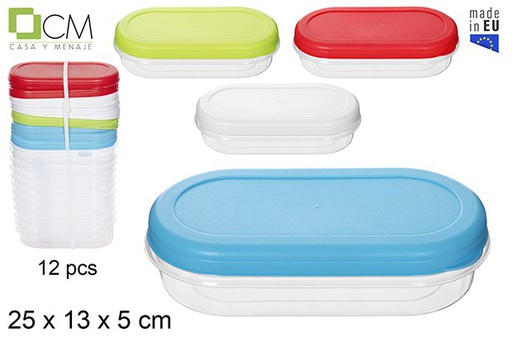 [112046] Oval lunch box with colored lid 25x13 cm