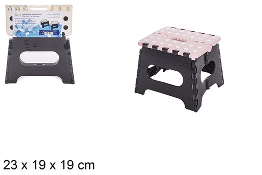 [112049] Taburete plástico plegable blanco marfil/rosa pastel surtido 19 cm