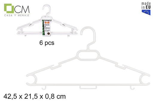 [112129] Pack 6 super white plastic hangers