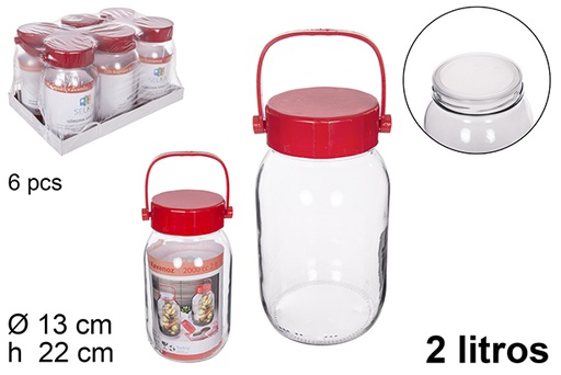 [112156] Glass jar with red lid 2 l.