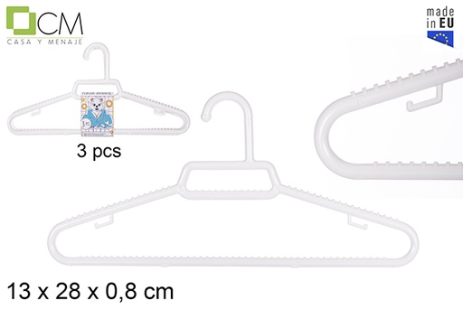 [112298] Pack 3 perchas de plástico blanco infantil