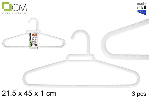 [112136] Pack 3 extra strong white plastic hangers
