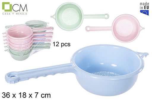 [112984] Scolpasta in plastica con manico colori pastello 18 cm