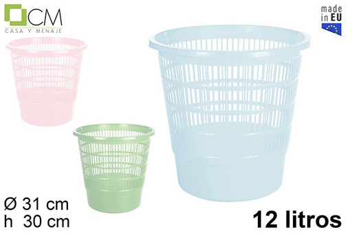 [113071] Pattumiera plastica tonda colori pastello 12 l.