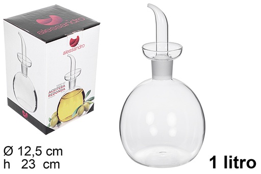 [111872] Round glass oil cruet with no-drip stopper 1 l.