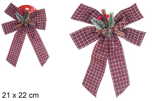 [112930] Red Christmas bow decorated with pineapple 21x22 cm