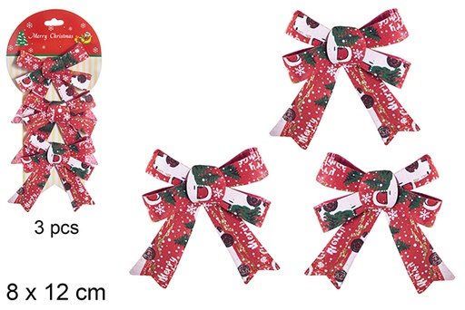 [112935] Pack 3 Christmas bows with tree 8x12 cm