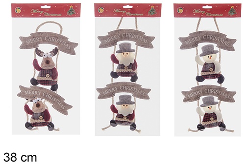 [112940] Pack 3 poupées suspendues JMerry Christmas 38 cm
