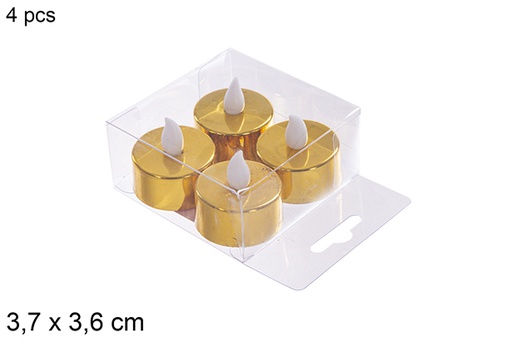 [113055] Pack 4 candele da tè a led glitterate oro 3,7x3,6 cm