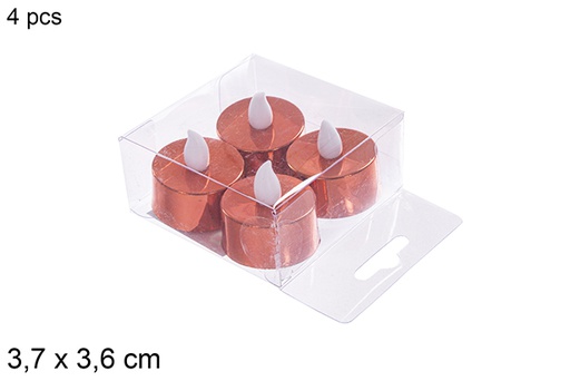 [113057] Pack 4 bougies chauffe-plat LED à paillettes rouges 3,7x3,6 cm