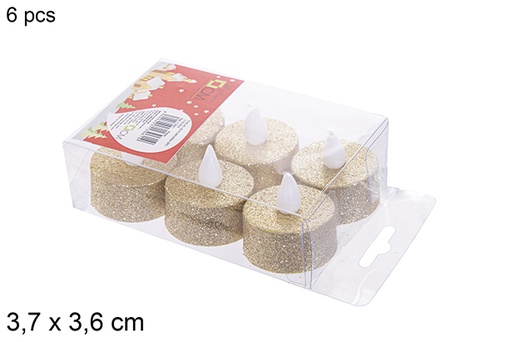 [113061] Pack 6 candele da tè LED oro 3,7x3,6 cm