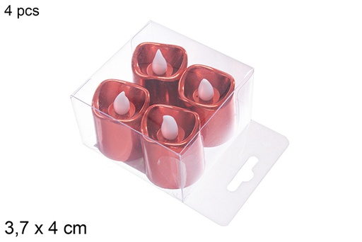 [113070] Pack 4 bougies LED rouges 3,7x4 cm