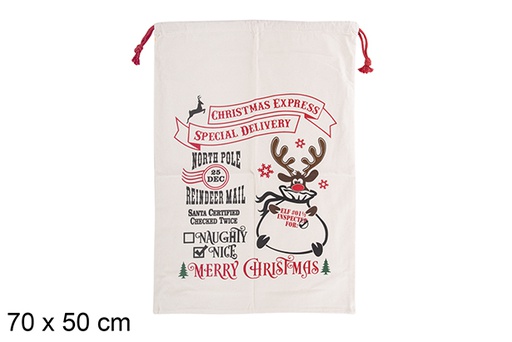 [113090] Christmas sack decorated deer 70x50 cm